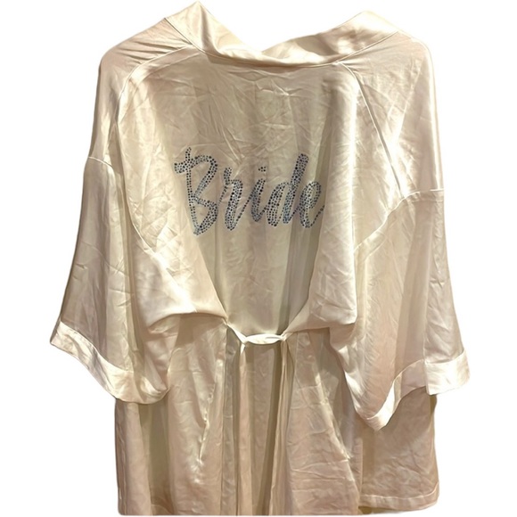 Victoria's Secret "Something Blue" Rhinestone BRIDE White Robe with‎ Tie O/S - Picture 2 of 10